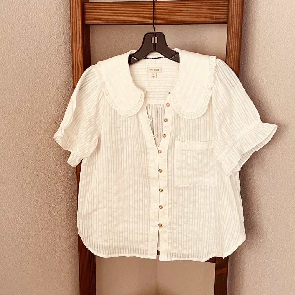 Pilcro White Striped Blouse